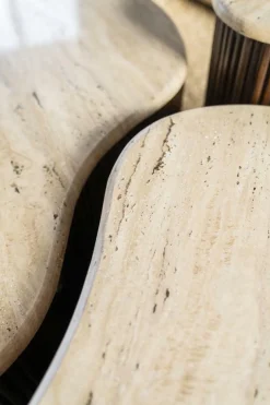 Bijzettafel Mari Mangohout en Travertin 50 x 33 cm - Loft24.nl