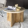 Bijzettafel Sara Mangohout en Travertin 60 x 60 cm - Loft24.nl