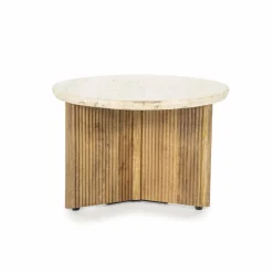 Bijzettafel Sara Mangohout en Travertin 60 x 60 cm - Loft24.nl