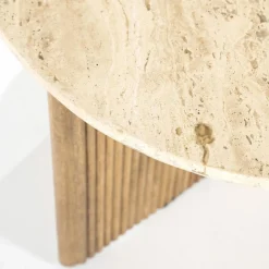 Bijzettafel Sara Mangohout en Travertin 60 x 60 cm - Loft24.nl