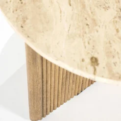 Bijzettafel Sara Mangohout en Travertin 60 x 60 cm - Loft24.nl