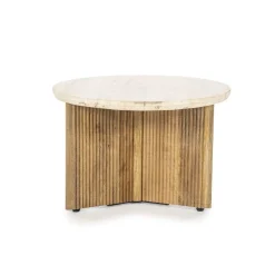 Bijzettafel Sara Mangohout en Travertin 60 x 60 cm - Loft24.nl