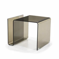 Bijzettafel Shadow Glas 48 x 42 - Bruin - Loft24.nl