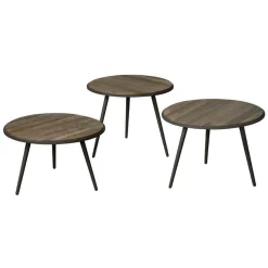 Bijzettafel Turi Teakhout set van 3 stuks - wine - Loft24.nl