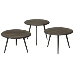 Bijzettafel Turi Teakhout set van 3 stuks - grey - Loft24.nl