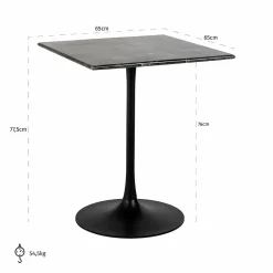 Bistrotafel Carlten Marmer 65 x 65 cm - Zwart - Loft24.nl