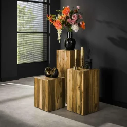 Bloemenzuil Bole Teakhout - 85 cm - Loft24.nl