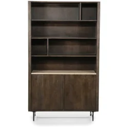 Boekenkast Lio Mangohout Travertin 120x220cm - bruin - Loft24.nl