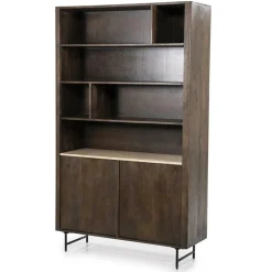 Boekenkast Lio Mangohout Travertin 120x220cm - bruin - Loft24.nl