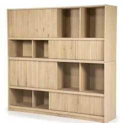 Boekenkast Milo Eikenhout en Eiken fineer 180 x 173 cm - Naturel - Loft24.nl