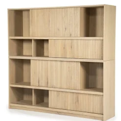 Boekenkast Milo Eikenhout en Eiken fineer 180 x 173 cm - Naturel - Loft24.nl