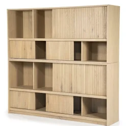 Boekenkast Milo Eikenhout en Eiken fineer 180 x 173 cm - Naturel - Loft24.nl