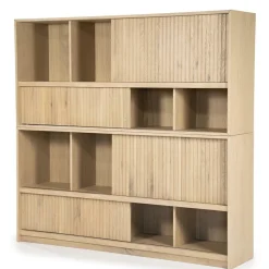 Boekenkast Milo Eikenhout en Eiken fineer 180 x 173 cm - Naturel - Loft24.nl