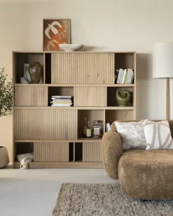 Boekenkast Milo Eikenhout en Eiken fineer 180 x 173 cm - Naturel - Loft24.nl