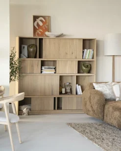 Boekenkast Milo Eikenhout en Eiken fineer 180 x 173 cm - Naturel - Loft24.nl
