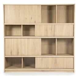 Boekenkast Milo Eikenhout en Eiken fineer 180 x 173 cm - Naturel - Loft24.nl