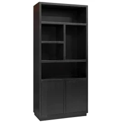 Boekenkast Oakura Eikenhout kleur Zwart - Loft24.nl