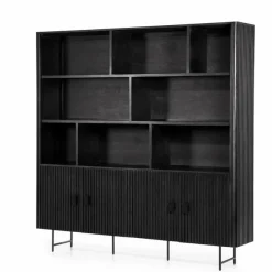 Boekenkast Remi Mangohout en Metaal 200 x 200 cm - Zwart - Loft24.nl
