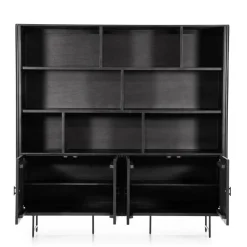 Boekenkast Remi Mangohout en Metaal 200 x 200 cm - Zwart - Loft24.nl