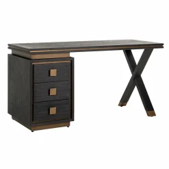 Bureau Hunter Eiken 150 cm - Zwart rustiek - Loft24.nl