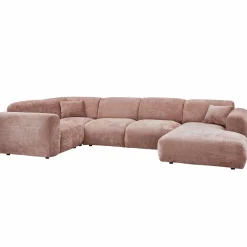Cloud hoekbank links geweven chenille taupe/roze - Loft24.nl