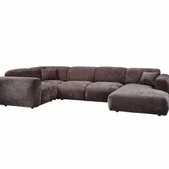 Cloud hoekbank links geweven chenille warm bruin - Loft24.nl