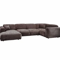 Cloud hoekbank rechts geweven chenille warm bruin - Loft24.nl