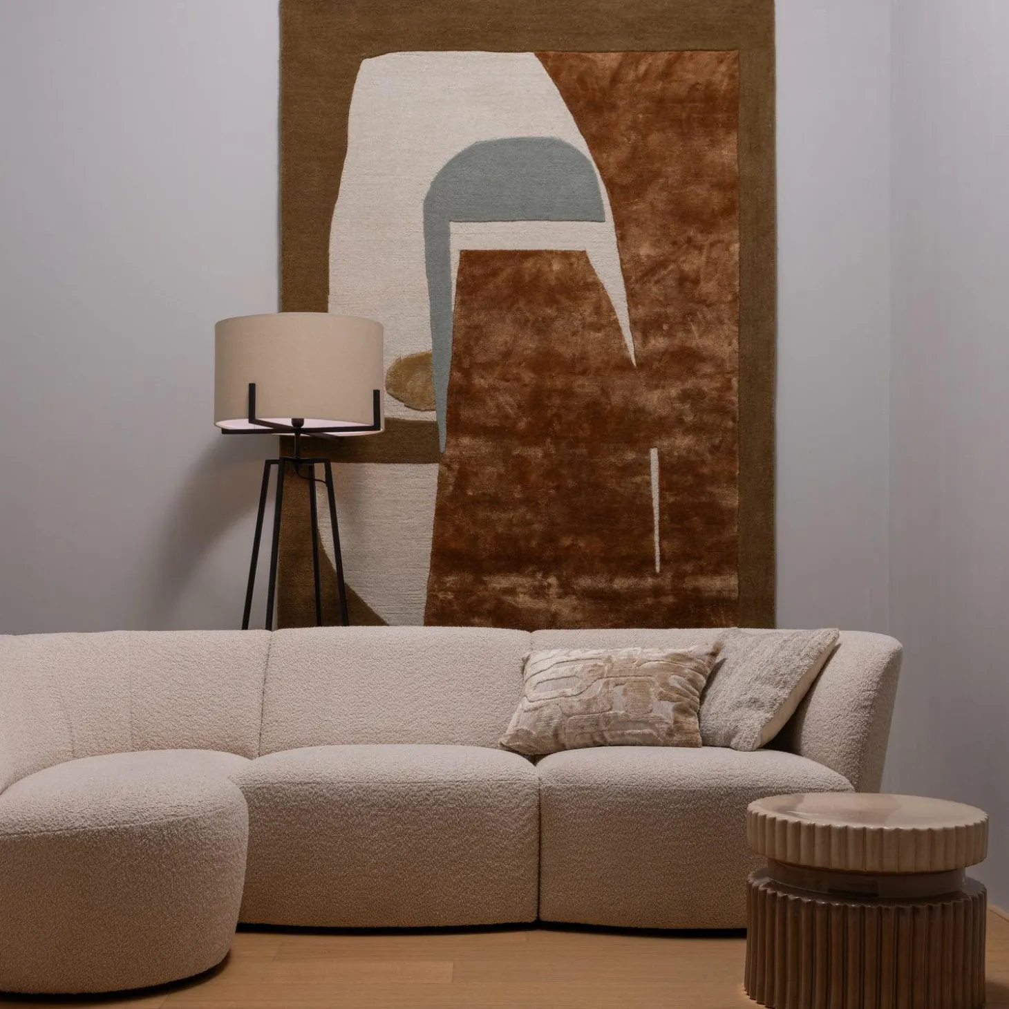 Coco 3-zits ronding links bouclé creme - Loft24.nl