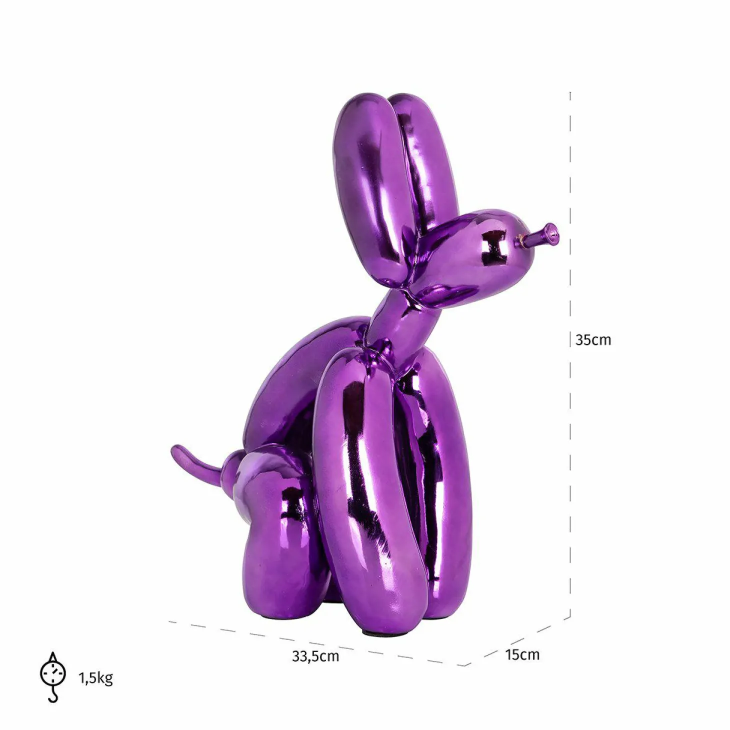 Decoratie Dog 36cm hoog kleur Paars - Loft24.nl