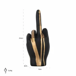 Decoratie Hand Middelvinger kleur Zwart/Goud - Loft24.nl