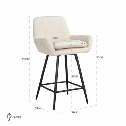 Draaibare Barstoel Linsey Beige - zithoogte 68cm - Loft24.nl