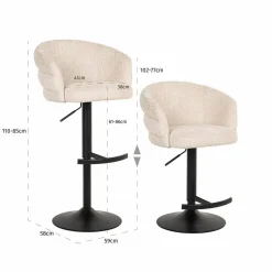 Draaibare Barstoel Nikki Chenille - Beige - Loft24.nl