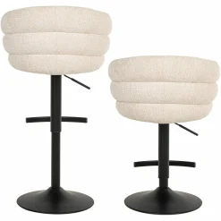 Draaibare Barstoel Nikki Chenille - Beige - Loft24.nl