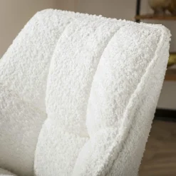 Draaibare Barstoel Raster Bouclé - Wit - Loft24.nl