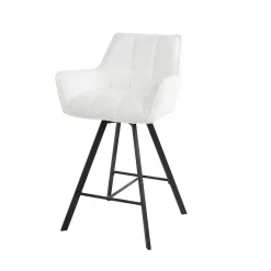 Draaibare Barstoel Raster Bouclé - Wit - Loft24.nl