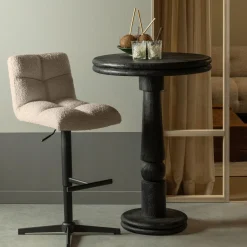 Draaibare Barstoel Vinny Bouclé - Zand (zithoogte 60-80cm) - Loft24.nl