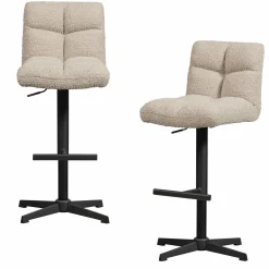 Draaibare Barstoel Vinny Bouclé - Zand (zithoogte 60-80cm) - Loft24.nl