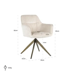 Draaibare Eetkamerstoel Aline Chenille kleur Wit - Loft24.nl