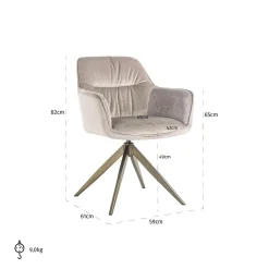 Draaibare Eetkamerstoel Aline Velvet kleur Khaki - Loft24.nl