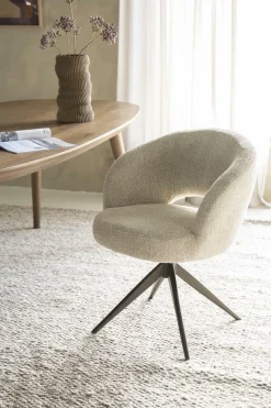 Draaibare Eetkamerstoel Alissa Bouclé - Beige - Loft24.nl