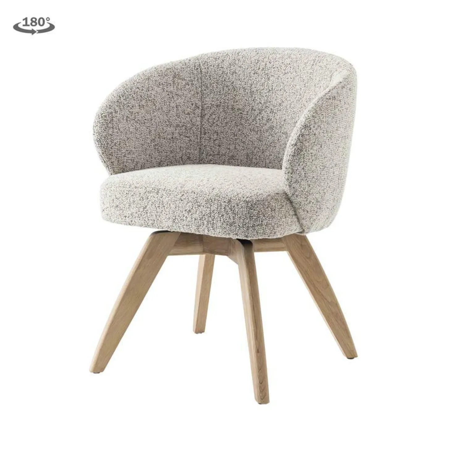 Draaibare Eetkamerstoel Brescia Bouclé - Beige - Loft24.nl