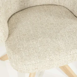 Draaibare Eetkamerstoel Connor Eiken onderstel kleur Beige - Loft24.nl