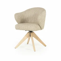 Draaibare Eetkamerstoel Connor Eiken onderstel kleur Taupe - Loft24.nl