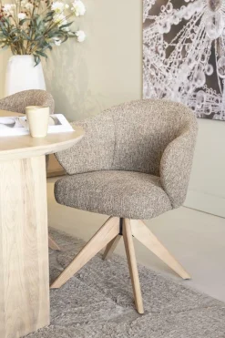Draaibare Eetkamerstoel Connor Eiken onderstel kleur Taupe - Loft24.nl