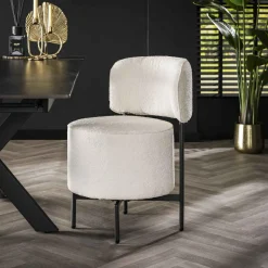 Draaibare Eetkamerstoel Cocktail - Bouclé Wit - Loft24.nl