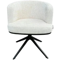 Draaibare Eetkamerstoel Cheyenne Chenille kleur Off White - Loft24.nl