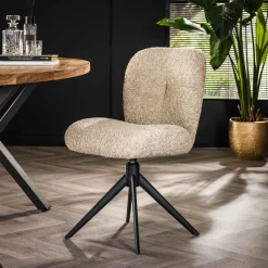 Draaibare Eetkamerstoel Comfort - Bouclé Zandkleur - Loft24.nl