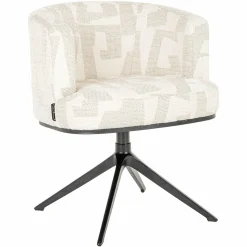 Draaibare Eetkamerstoel Cheyenne Graffic stof kleur Beige - Loft24.nl