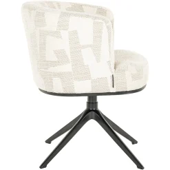 Draaibare Eetkamerstoel Cheyenne Graffic stof kleur Beige - Loft24.nl