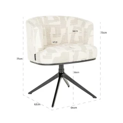 Draaibare Eetkamerstoel Cheyenne Graffic stof kleur Beige - Loft24.nl